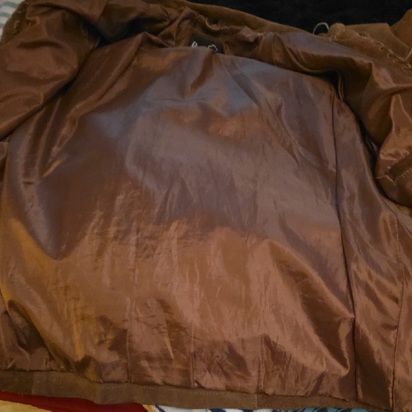 Embroidered Brown Leather Jacket with Blue Details - Picture 10 of 13